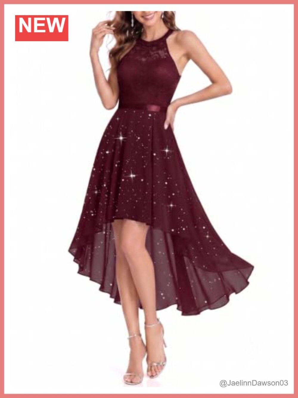 Wedtrend Women's Formal Wedding Guest Dress Sparkly High Low Halter Neck A-Line